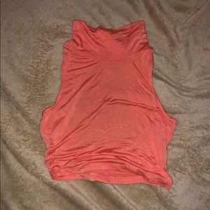 Peach My Story Sleeveless Turtleneck Crop Top
